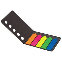 Закладки клейкие неоновые BRAUBERG, 42&times;12 мм, 100 штук (5 цветов х 20 листов), в картонной книжке, 122705