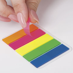 Закладки клейкие неоновые BRAUBERG, 45&times;12 мм, 100 штук (5 цветов х 20 листов), на пластиковом основании, 122706