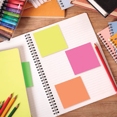 Блок самоклеящийся (стикеры), BRAUBERG, НЕОНОВЫЙ, 76&times;76 мм, 400 листов, 5 цветов, 122855