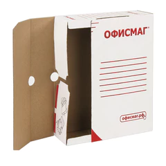 Короб архивный с клапаном А4 (260&times;325 мм), 75 мм, до 700 листов, плотный, микрогофрокартон, БЕЛЫЙ, ОФИСМАГ, 123017