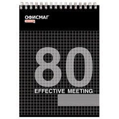 Блокнот А5 146&times;205 мм, 80 л., гребень, мелованная картонная обложка, клетка, ОФИСМАГ, 3 вида, 123021
