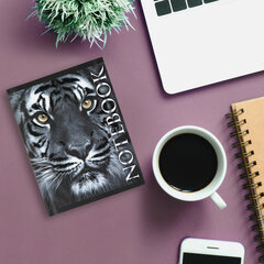 Блокнот МАЛЫЙ ФОРМАТ 110&times;147 мм, А6, 80 л., твердый, клетка, выборочный лак, BRAUBERG, &laquo;Тигровый&raquo;, 123244