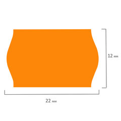 Этикет-лента 22&times;12 мм, волна, оранжевая, комплект 5 рулонов по 800 шт., BRAUBERG, 123574