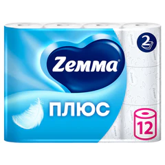 Бумага туалетная ZEMMA/ZEWA Plus, 2-слойная, спайка 12 шт. х 23 м, белая, 1440901