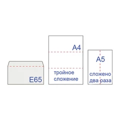 Конверты Е65 (110х220 мм), клей, 80 г/м2, КОМПЛЕКТ 1000 шт.