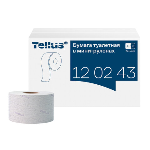 Бумага туалетная 170 метров, Tellus/TORK (Система T2) PREMIUM, КОМПЛЕКТ 12 рулонов, 2-слойная, белая, 120243