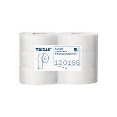 Бумага туалетная 525 м, БОЛЬШОЙ РУЛОН, Tellus/<wbr/>TORK (Система T1) UNIVERSAL, КОМПЛЕКТ 6 рулонов, 1-слойная, 120195