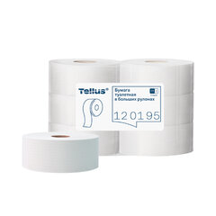 Бумага туалетная 525 м, БОЛЬШОЙ РУЛОН, Tellus/TORK (Система T1) UNIVERSAL, КОМПЛЕКТ 6 рулонов, 1-слойная,120195