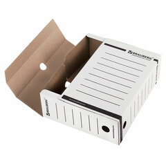 Короб архивный с клапаном А4 (260&times;325 мм), 100 мм, до 900 листов, плотный, микрогофрокартон, БЕЛЫЙ, BRAUBERG, 124848