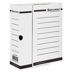 Короб архивный с клапаном А4 (260&times;325 мм), 100 мм, до 900 листов, плотный, микрогофрокартон, БЕЛЫЙ, BRAUBERG, 124848