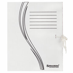 Папка архивная с завязками А4 (325&times;260 мм), 75 мм, до 700 листов, плотная, микрогофрокартон, БЕЛАЯ, BRAUBERG, 124850