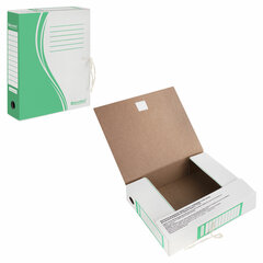 Папка архивная с завязками А4 (325&times;260 мм), 75 мм, до 700 листов, плотная, микрогофрокартон, ЗЕЛЕНАЯ, BRAUBERG, 124851