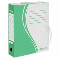 Папка архивная с завязками А4 (325&times;260 мм), 75 мм, до 700 листов, плотная, микрогофрокартон, ЗЕЛЕНАЯ, BRAUBERG, 124851