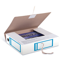 Папка архивная с завязками А4 (325&times;260 мм), 75 мм, до 700 листов, плотная, микрогофрокартон, СИНЯЯ, BRAUBERG, 124853