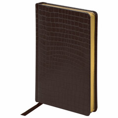 Ежедневник полудатированный А5 (138&times;213 мм) BRAUBERG &laquo;Alligator&raquo;, под кожу, 192 л., коричневый, 124986