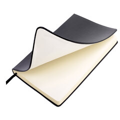 Блокнот БОЛЬШОЙ ФОРМАТ (200&times;252 мм) В5, BRAUBERG &laquo;Income&raquo;, кожзам, 128 л., клетка, черный, 125204