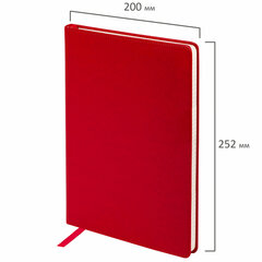 Блокнот БОЛЬШОЙ ФОРМАТ (200&times;252 мм) В5, BRAUBERG &laquo;Income&raquo;, кожзам, 128 л., клетка, красный, 125205