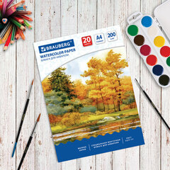 Бумага для акварели А4, 20 л., 200 г/<wbr/>м<sup>2</sup>, 210&times;297 мм, BRAUBERG, &laquo;Осенний лес&raquo;, 125226