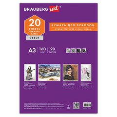 Папка для рисования БОЛЬШОГО ФОРМАТА А3, 20 л., 160 г/<wbr/>м<sup>2</sup>, BRAUBERG, 297&times;420 мм, &laquo;Орел&raquo;, 125228