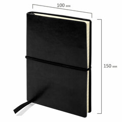 Блокнот МАЛЫЙ ФОРМАТ (100&times;150 мм) А6, BRAUBERG &laquo;Black Jack&raquo;, 128 л., гладкий кожзам, резинка, клетка, черный, 125243