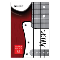 Тетрадь для нот А4, 24 л., BRAUBERG, обложка мелованный картон, вертикальная, на скобе, BRAUBERG, &laquo;Музыка&raquo;, 125417