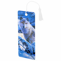 Закладка для книг с линейкой 3D-ОБЪЕМНАЯ BRAUBERG, &laquo;Белый волк&raquo;, с декоративным шнурком, 125752