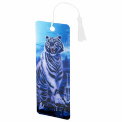 Закладка для книг с линейкой 3D-ОБЪЕМНАЯ BRAUBERG, &laquo;Белый тигр&raquo;, с декоративным шнурком, 125754