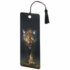 Закладка для книг с линейкой 3D-ОБЪЕМНАЯ BRAUBERG, &laquo;Волк&raquo;, с декоративным шнурком, 125756