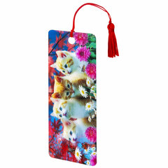 Закладка для книг с линейкой 3D ОБЪЕМНАЯ BRAUBERG, &laquo;Котята&raquo;, с декоративным шнурком-завязкой, 125762