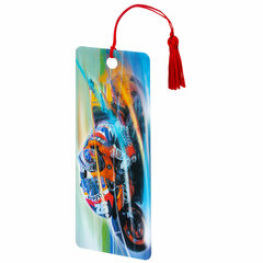 Закладка для книг с линейкой 3D-ОБЪЕМНАЯ BRAUBERG, &laquo;Мотогонки&raquo;, с декоративным шнурком, 125769