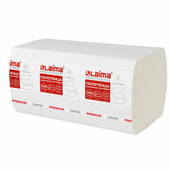 Полотенца бумажные 200 штук, LAIMA (H3) PREMIUM, 2-слойные, белые, КОМПЛЕКТ 15 пачек, 23&times;23, V-сложение, 126095