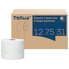 Бумага туалетная 100 м, Tellus/<wbr/>TORK (Система Т6) ADVANCED, КОМПЛЕКТ 27 рулонов, 2-слойная, белая, 127531