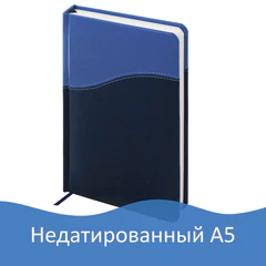 Ежедневник недатированный А5 138&times;213 мм BRAUBERG &laquo;Bond&raquo; под кожу, 160 л., темно-синий/<wbr/>синий, 126220
