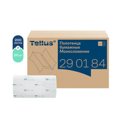 Полотенца бумажные 200 шт., Tellus/<wbr/>TORK (H3) ADVANCED, КОМПЛЕКТ 20 пачек, 2-слойные, белые, 23&times;23 см, V-сложение, 290184