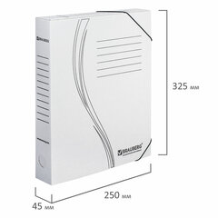 Папка архивная с резинкой А4 (325&times;250 мм), 45 мм, до 400 листов, плотная, микрогофрокартон, БЕЛАЯ, BRAUBERG, 126511