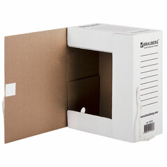 Папка архивная с завязками А4(325&times;260 мм), 150 мм, до 1400 листов, плотная, микрогофрокартон, БЕЛАЯ, BRAUBERG, 126513