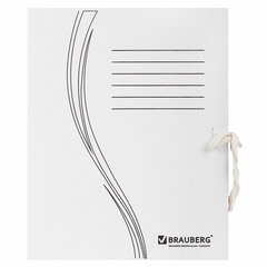 Папка архивная с завязками А4(325&times;260 мм), 150 мм, до 1400 листов, плотная, микрогофрокартон, БЕЛАЯ, BRAUBERG, 126513