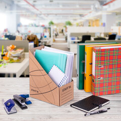 Лоток вертикальный для бумаг (250&times;320 мм), увеличенная ширина 150 мм, до 1400 листов, микрогофрокартон, STAFF, БУРЫЙ, 126515