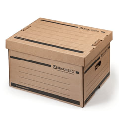 Короб архивный (405&times;330&times;265 мм), надстраиваемый, с крышкой, гофрокартон, BRAUBERG, 126521