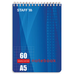 Блокнот А5 146&times;205 мм, 60 л., гребень, жесткая подложка, клетка, STAFF, 4 вида, 126539