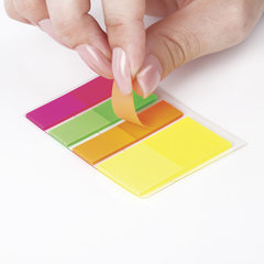 Закладки клейкие неоновые BRAUBERG, 45&times;12 мм 3 цвета + 45&times;26 мм 1 цвет, 100 штук (4 цвета x 25 листов), 126698