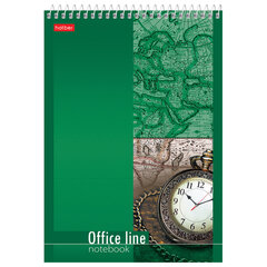 Блокнот А5 145&times;205 мм, 60 л., спираль, картон, жесткая подложка, клетка, HATBER, &laquo;Office Line&raquo;, 004824
