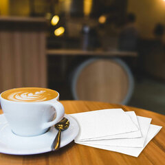 Салфетки бумажные 100 штук, 24&times;24 см, LAIMA, белые, 100% целлюлоза, 126907