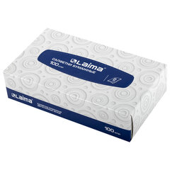 Салфетки косметические 100 штук в картонном боксе, 2-слойные, LAIMA/<wbr/>ЛАЙМА, 19,5&times;20 см, 126909