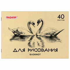 Блокнот для рисования, А4, 40 л., обложка офсет, ПИФАГОР, 200&times;285 мм, &laquo;Лебеди/<wbr/>Лев&raquo;, 126962