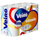 Бумага туалетная бытовая, спайка 24 шт., 2-х слойная (24х15 м), VEIRO Classic, белая, 5с224