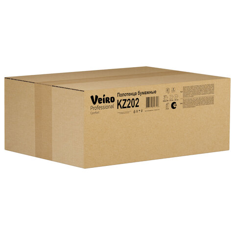 Полотенца бумажные 200 шт., VEIRO (Система H2) COMFORT, 2-слойные, белые, КОМПЛЕКТ 21 пачка, 22,5х21