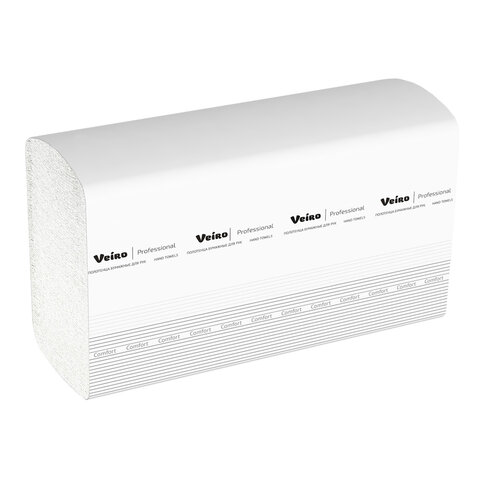 Полотенца бумажные 200 шт., VEIRO (Система H2) COMFORT, 2-слойные, белые, КОМПЛЕКТ 21 пачка, 22,5х21