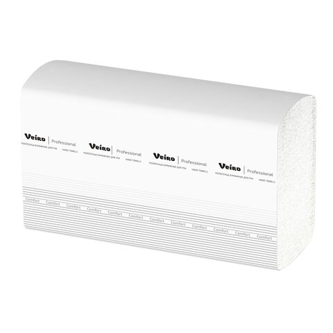Полотенца бумажные 200 шт., VEIRO (Система H2) COMFORT, 2-слойные, белые, КОМПЛЕКТ 21 пачка, 22,5х21