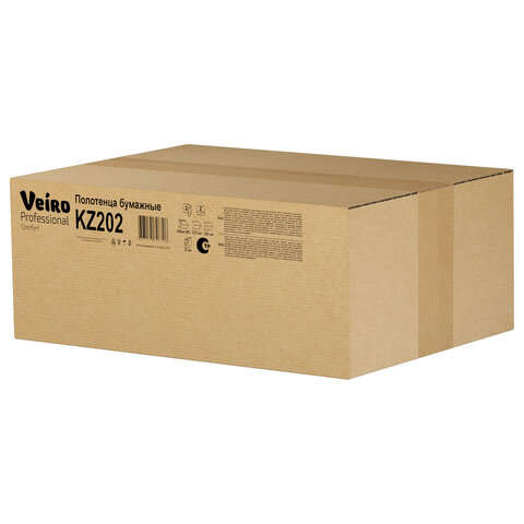 Полотенца бумажные 200 шт., VEIRO (Система H2) COMFORT, 2-слойные, белые, КОМПЛЕКТ 21 пачка, 22,5х21